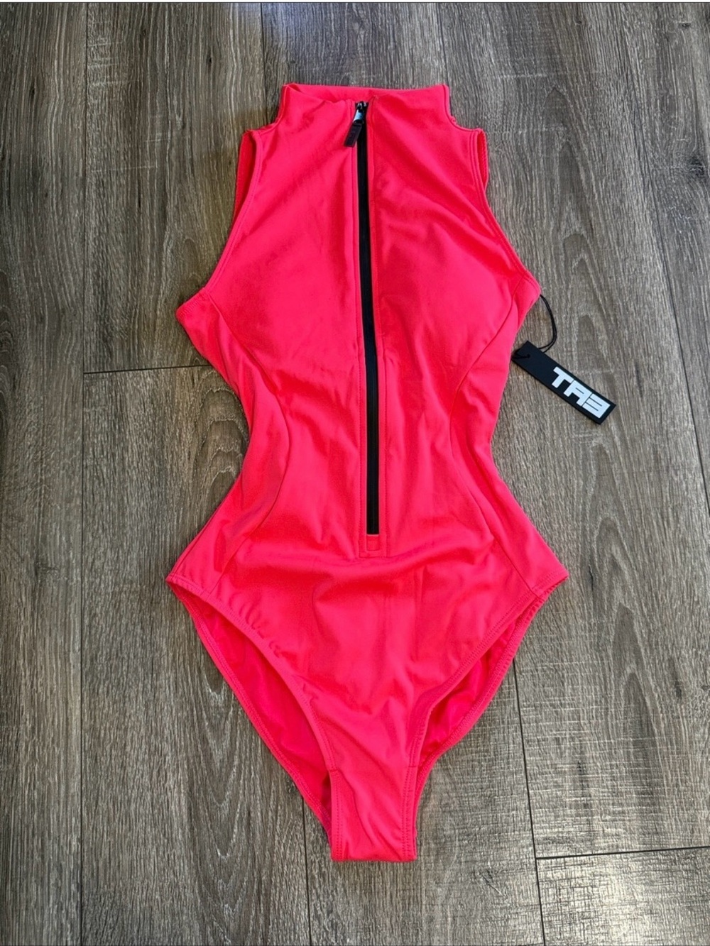 Ta3 Hot Coral Zip-Front Surfy One-Piece Swimsuit - Picture 2 of 6